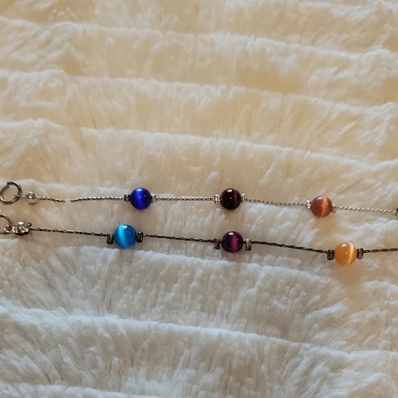 Set Of 2 Colorful Beaded Sterling Silver Bracelets - Picture 3 of 4